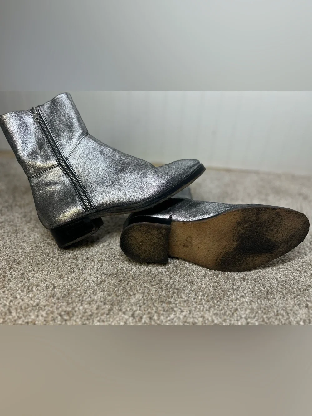 Free people Luna metallic ankle boots sz. 6.5 glam western rocker chic party - Picture 4 of 6